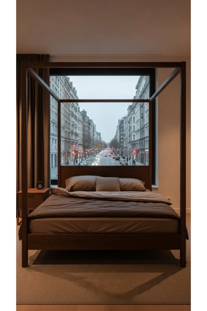 How brown transforms the feeling of a canopy bed