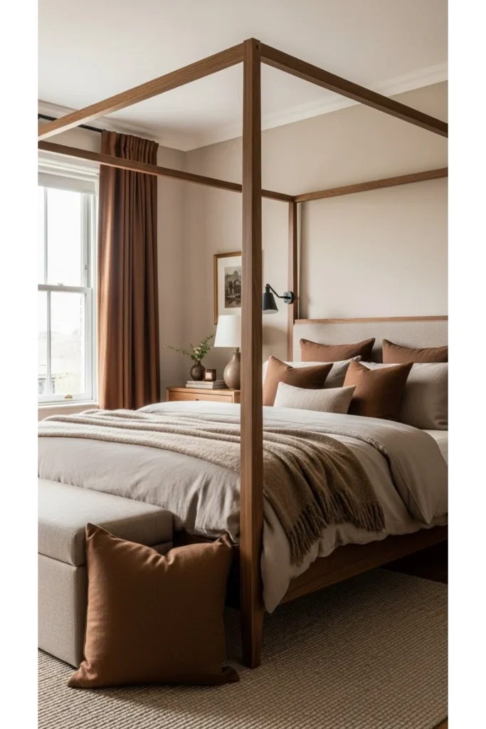 Choosing the right brown tones for a canopy bedroom
