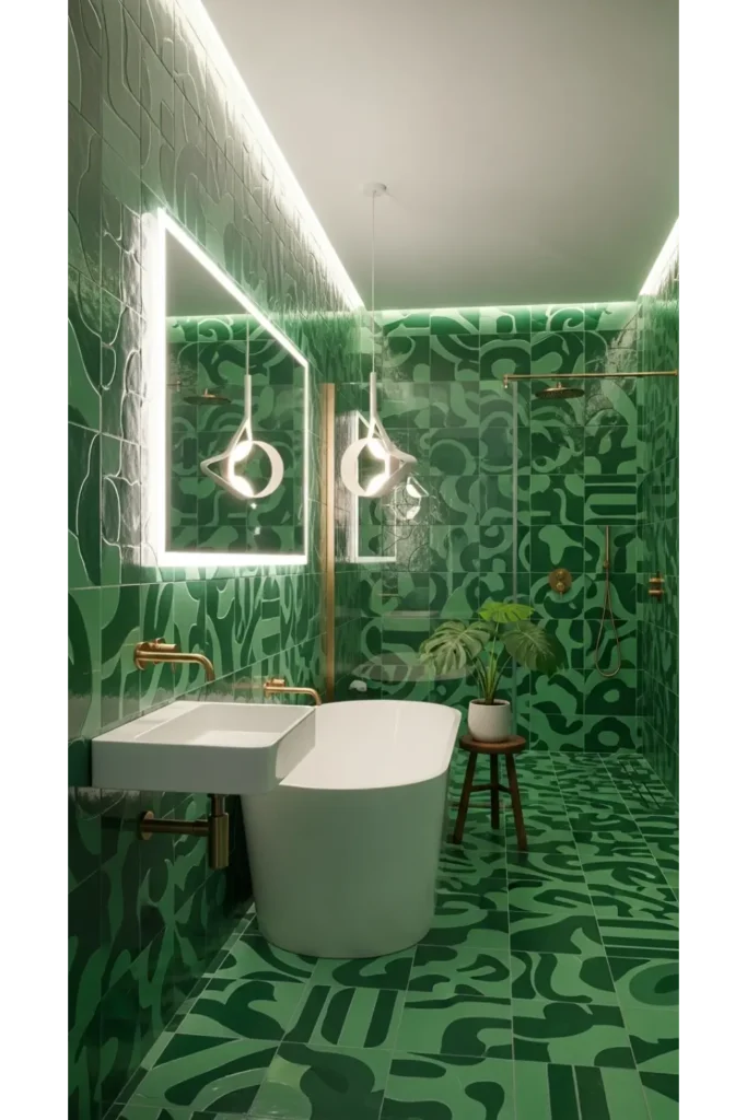 23 Green Bathroom Designs: Fresh Ideas 19 Art Inspired Green Expression