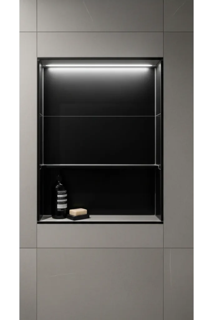 23 Black Bathroom Ideas Bold Modern Look 12 Black Accent Niches for Function