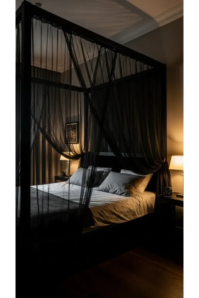 23 Moody Bedroom Inspirations For Dramatic Look 4 Black Canopy Bed Statement Room