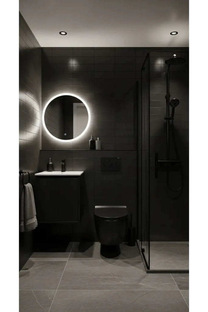 23 Black Bathroom Ideas Bold Modern Look 22 Black Hardware in Small Bathrooms