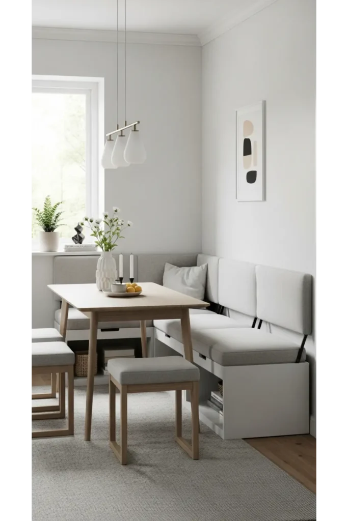 Small Living Room With Dining Area Layouts 23 Ideas 14 Built-In Bench Dining