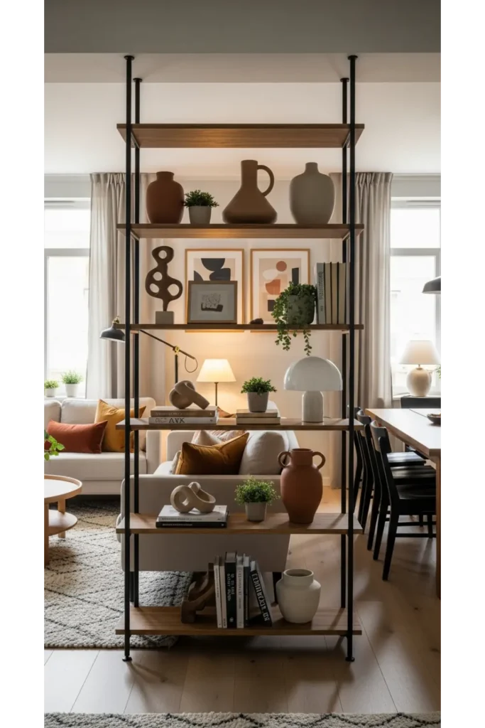 23 Small Living Room Dining Room Combo Layouts 16 Built In Shelving As Divider