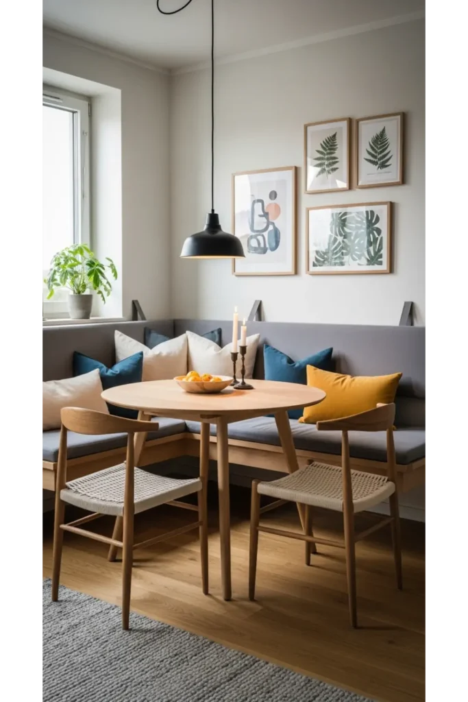 22 Small Dining Area Ideas For Compact Living 3 Built-in banquette seating for space efficiency