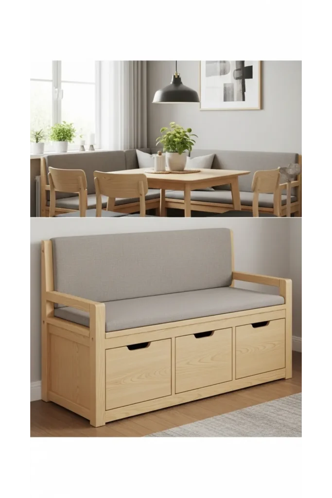 22 Small Dining Area Ideas For Compact Living 14 Built-in storage seating