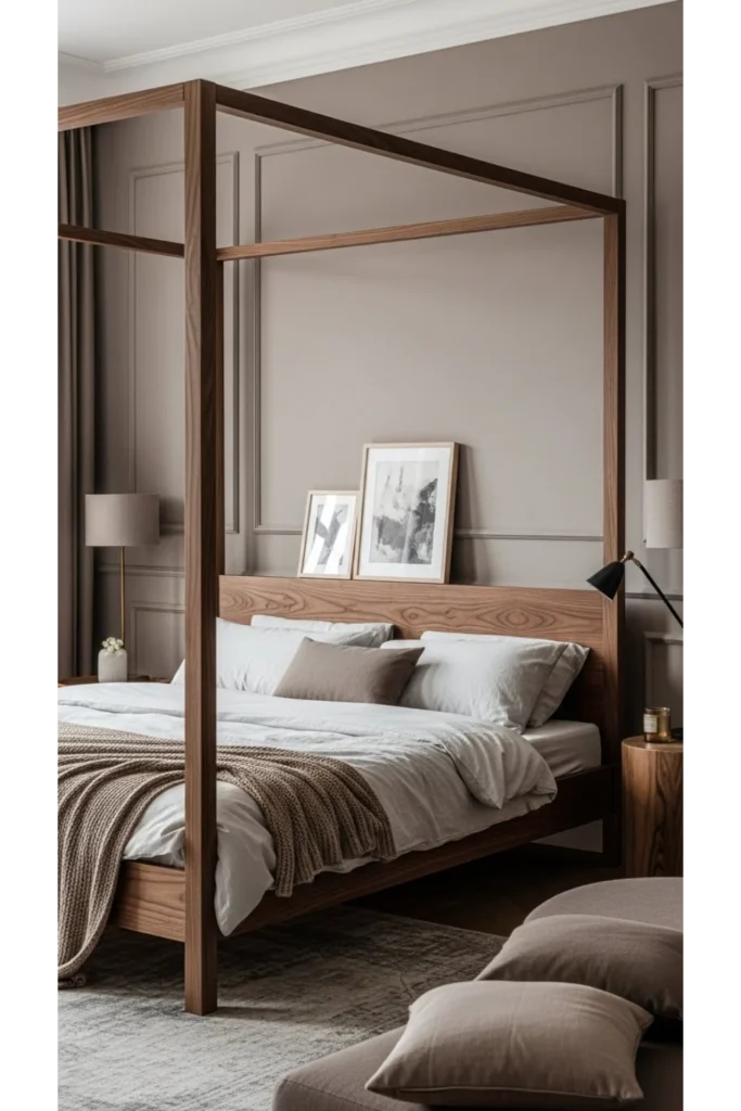 Canopy bed frames that balance pink tones