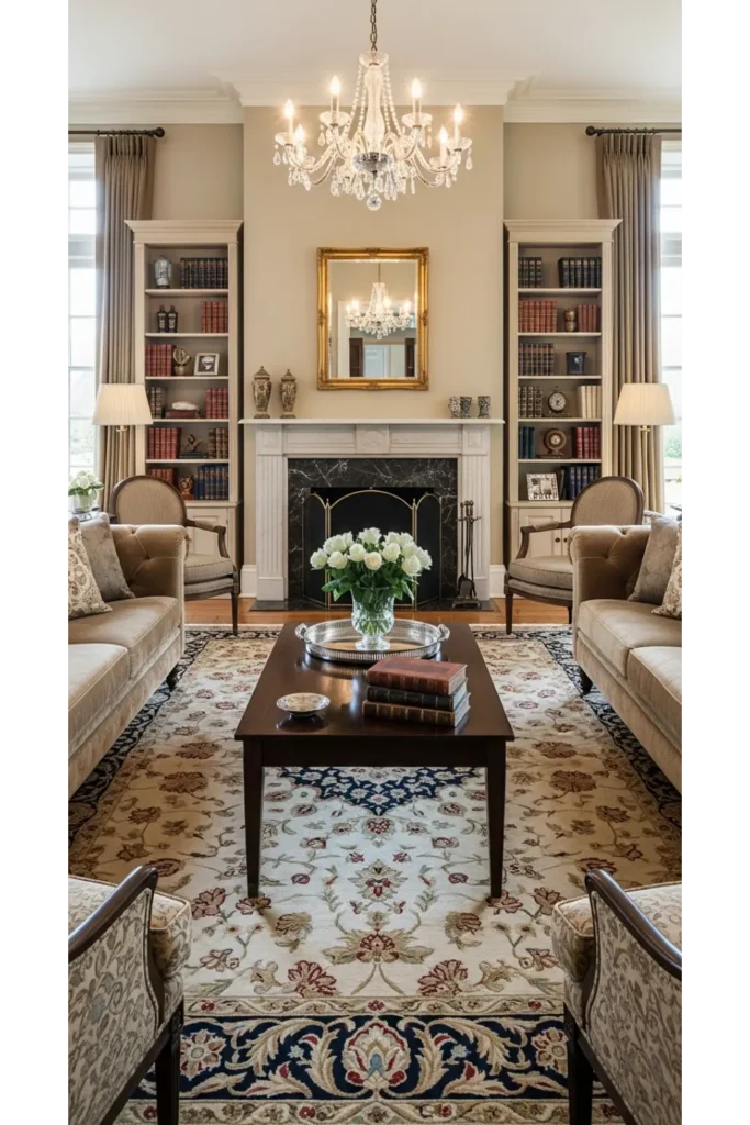 20 Classy Living Room Designs Timeless Elegance 13 Classic Fireplace Centered Design