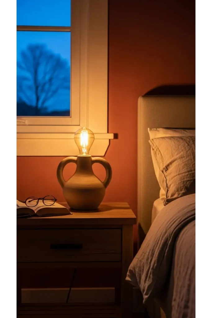 23 Earthy Bedroom Ideas For Natural Warm Ambience 20 Clay Or Stone Table Lamps