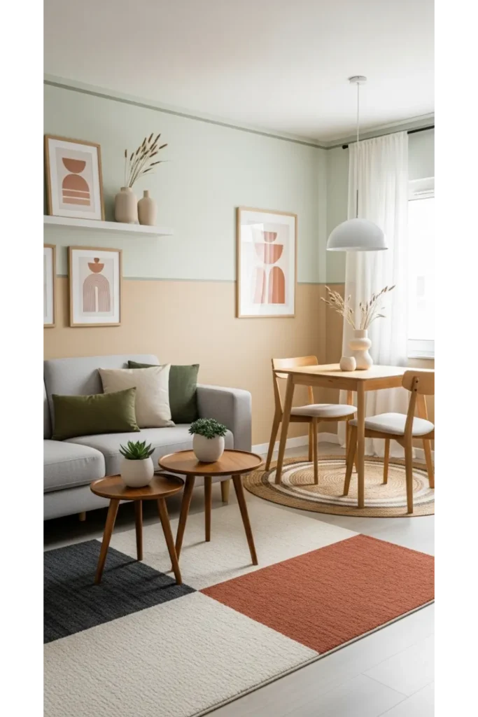 23 Small Living Room Dining Room Combo Layouts 14 Color Blocking To Define Areas