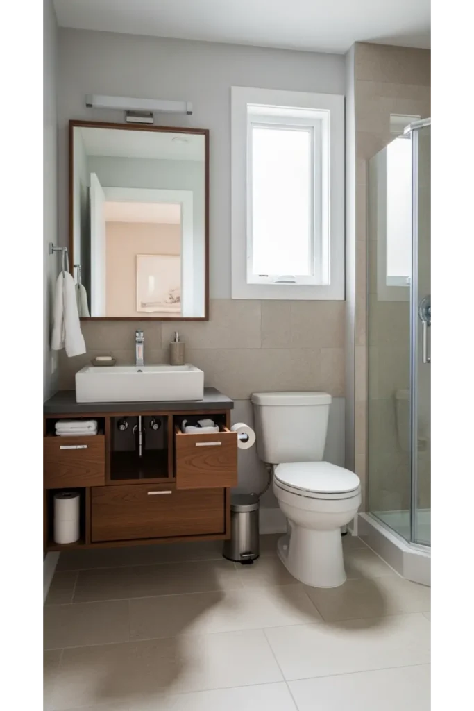 Compact double function vanity