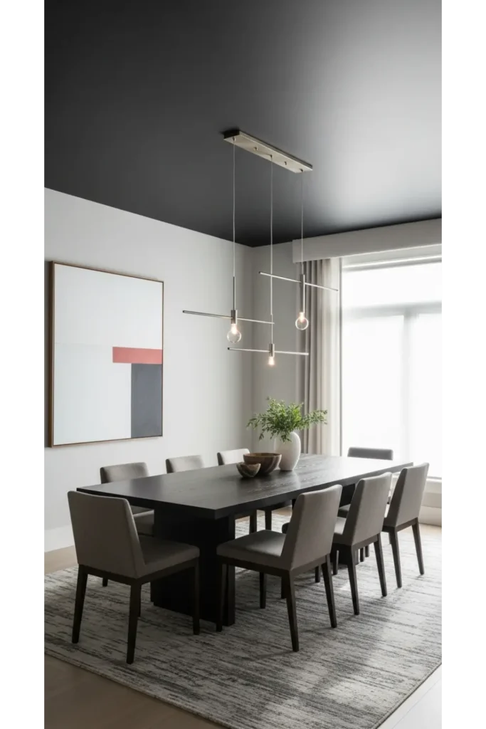 Moody Dining Room Designs Bold Look 23 Ideas 19 Dark Ceiling With Light Walls