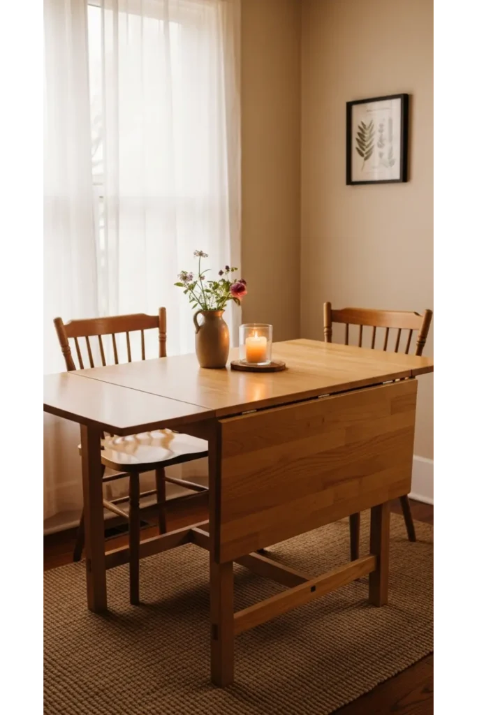 21 Tiny Dining Room Ideas That Save Space 8 Drop leaf table