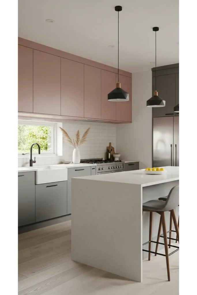 Dusty Rose Uppers With Gray Lowers