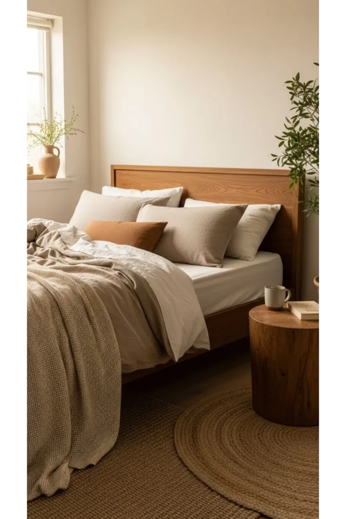 23 Earthy Bedroom Ideas For Natural Warm Ambience 2 Earth Toned Linen Bedding