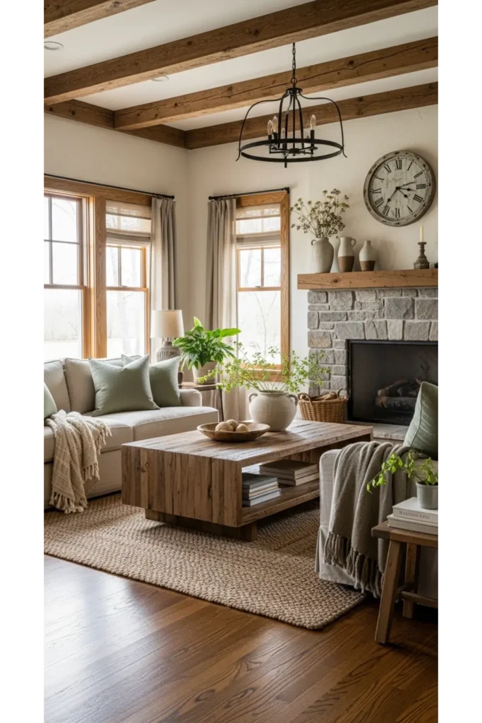 22 Farmhouse Living Room Inspirations for Rustic Charm 16 Earthy Accent Colors