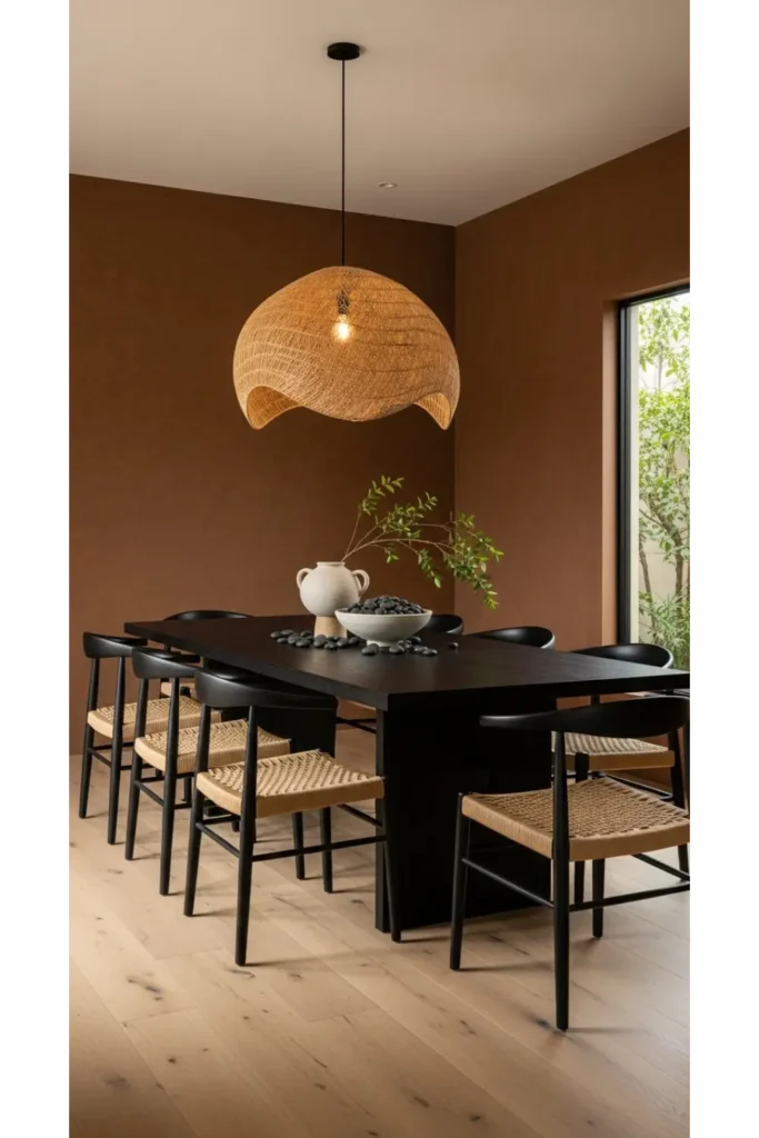 Moody Dining Room Designs Bold Look 23 Ideas 9 Earthy Browns And Soft Blacks