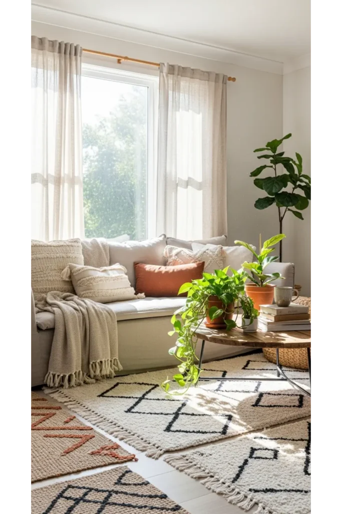 22 Boho Living Room Designs Relaxed Chic Vibes 1 Earthy Textures With Soft Neutrals
