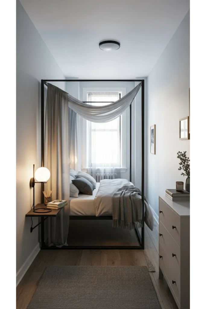 Small bedroom ideas with canopy bed that feel open and intentional 5 Fabric choices that keep the room breathable