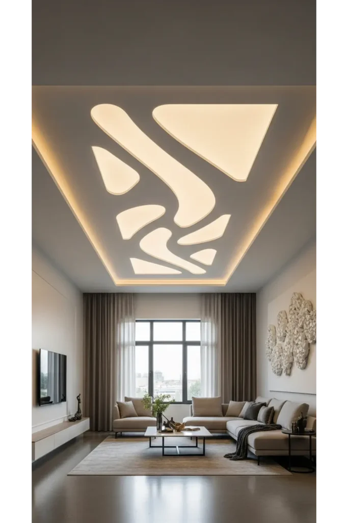False Ceiling Living Room Designs 23 Ideas 16 False Ceiling with Artistic Cutouts
