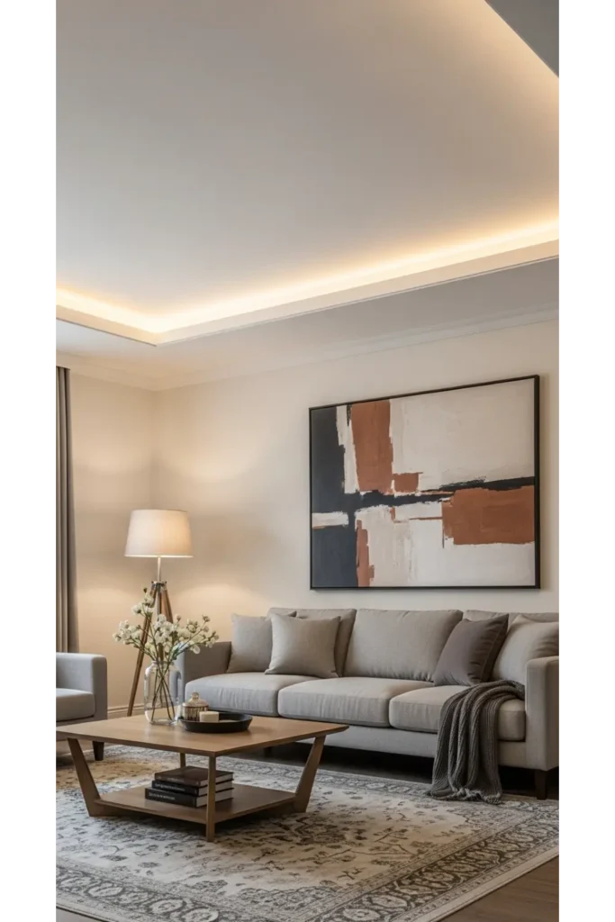 False Ceiling Living Room Designs 23 Ideas 19 False Ceiling with Border Design