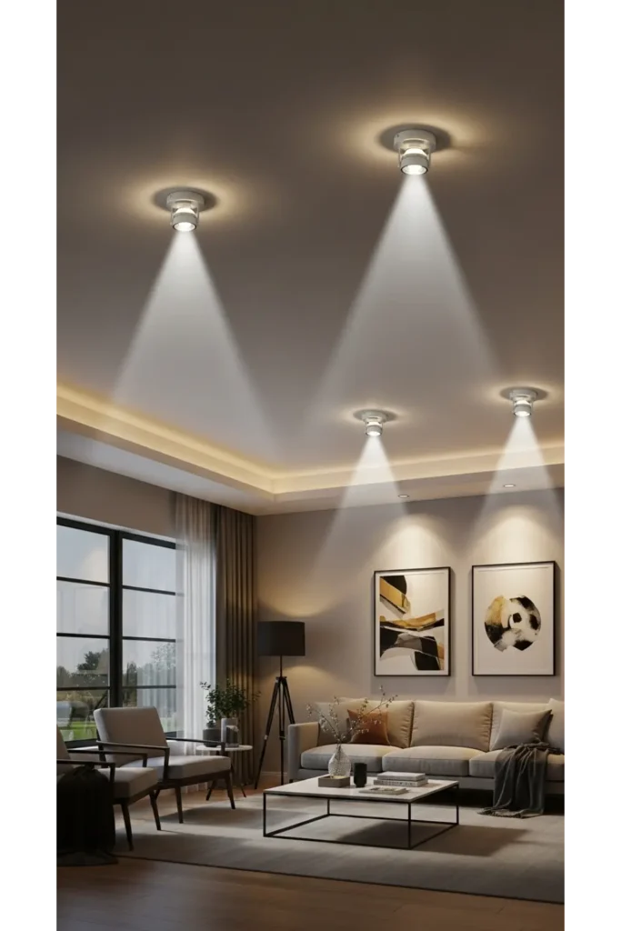 False Ceiling Living Room Designs 23 Ideas 10 False Ceiling with Integrated Spotlights