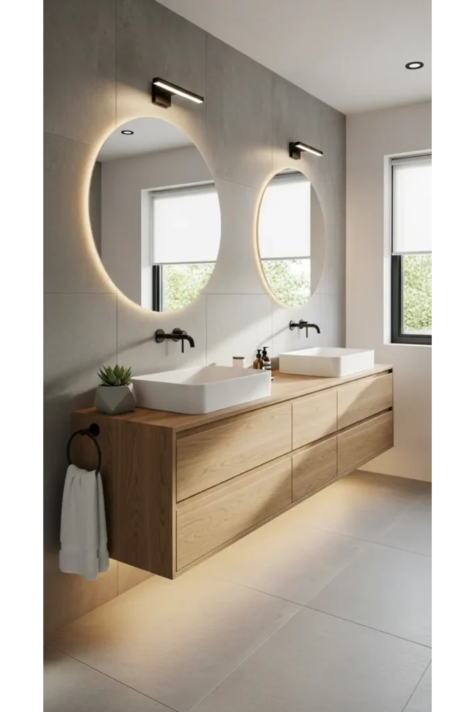Floating Wood Vanity for a Modern Feel