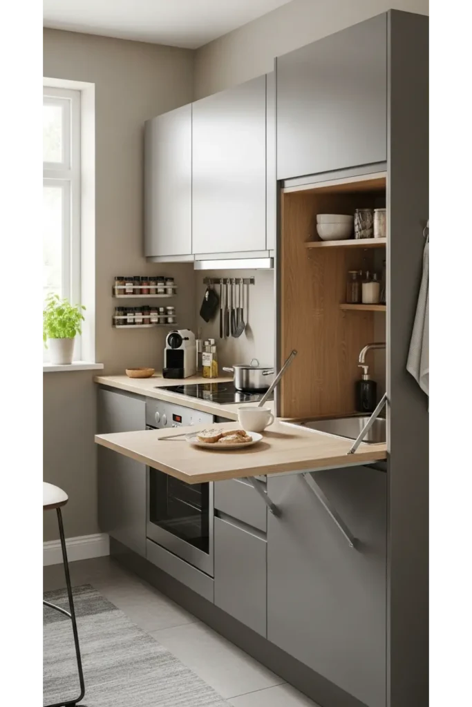 Fold Down and Pull Out Work Surfaces