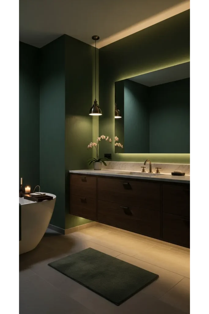 23 Green Bathroom Designs: Fresh Ideas 8 Forest Green Drama