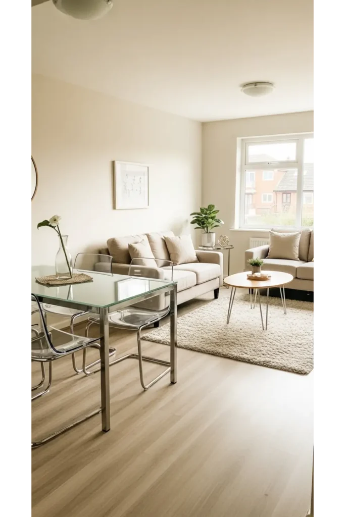 23 Small Living Room Dining Room Combo Layouts 12 Glass Furniture For Lightness