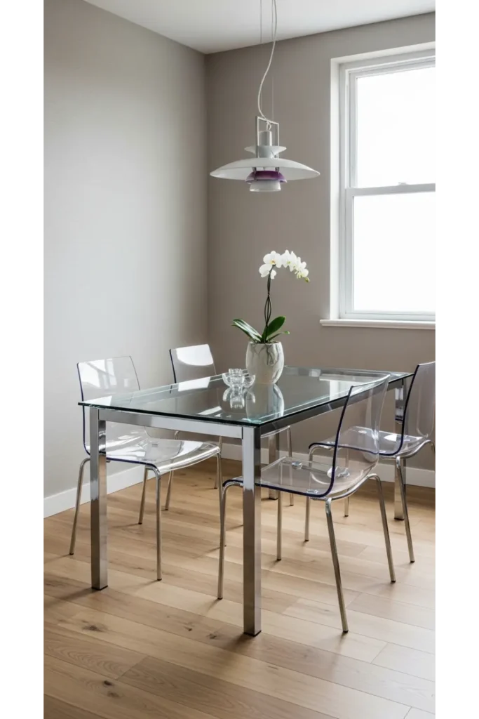 Glass Table to Visually Open the Space