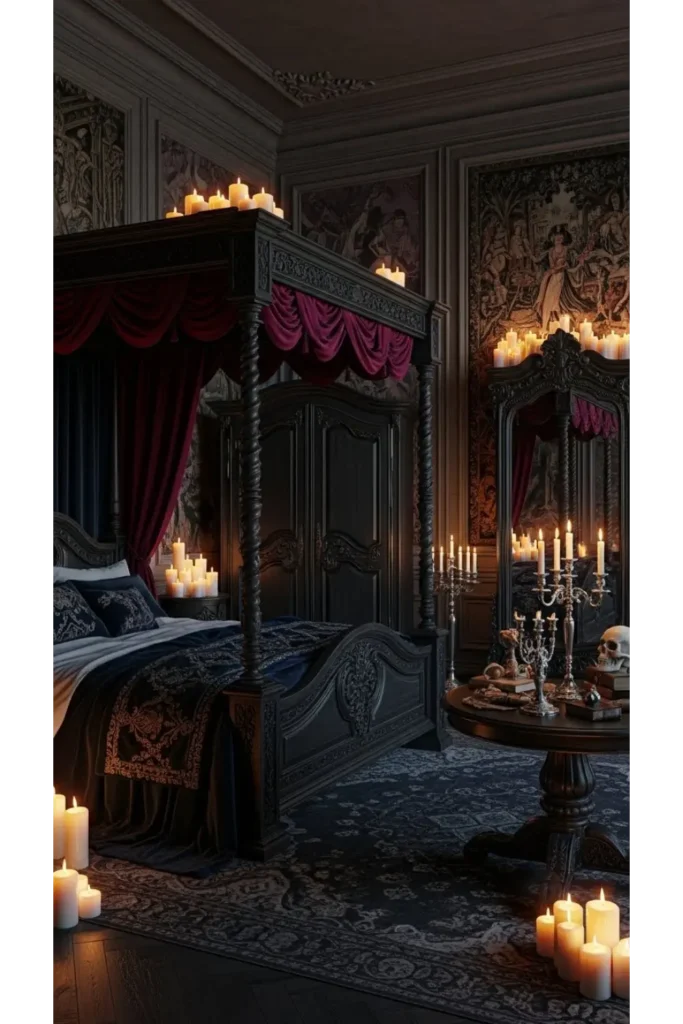 23 Moody Bedroom Inspirations For Dramatic Look 9 Gothic-Inspired Bedroom