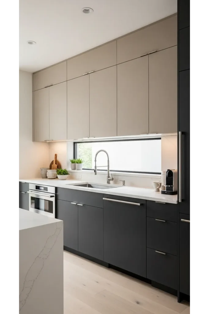 Greige Uppers With Dark Gray Lowers