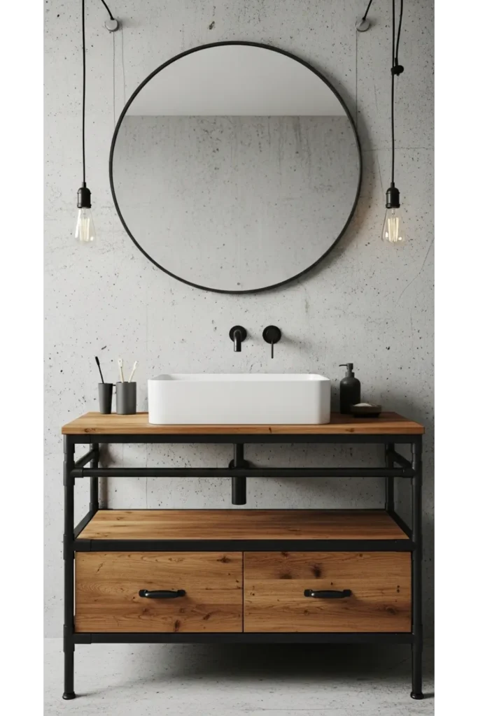 Industrial Metal and Wood Vanity