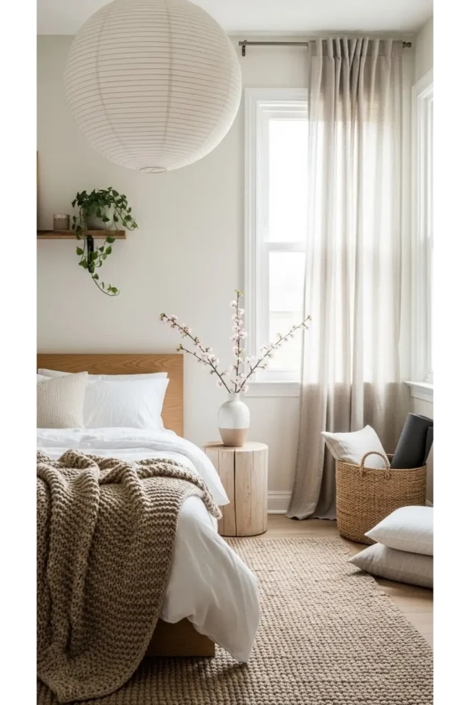 Japandi Bedroom With Minimal Patterns
