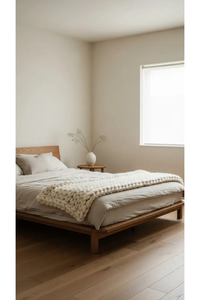 Japandi Bedroom With Natural Textiles