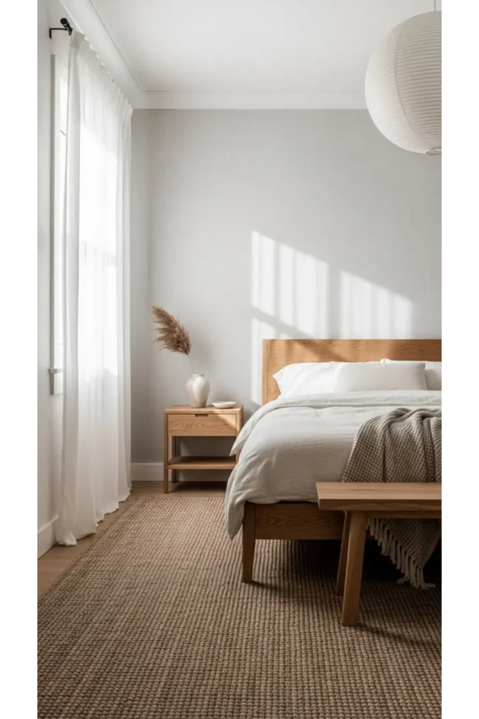 Japandi Bedroom With Textured Walls