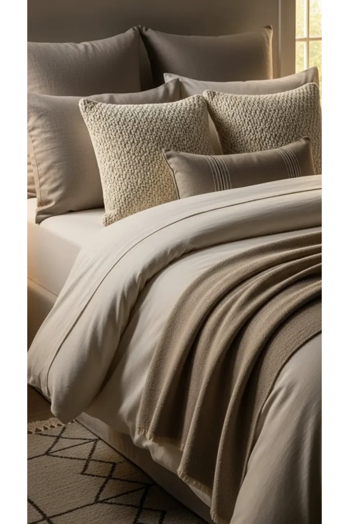 23 Earthy Bedroom Ideas For Natural Warm Ambience 5 Layered Neutral Bedding