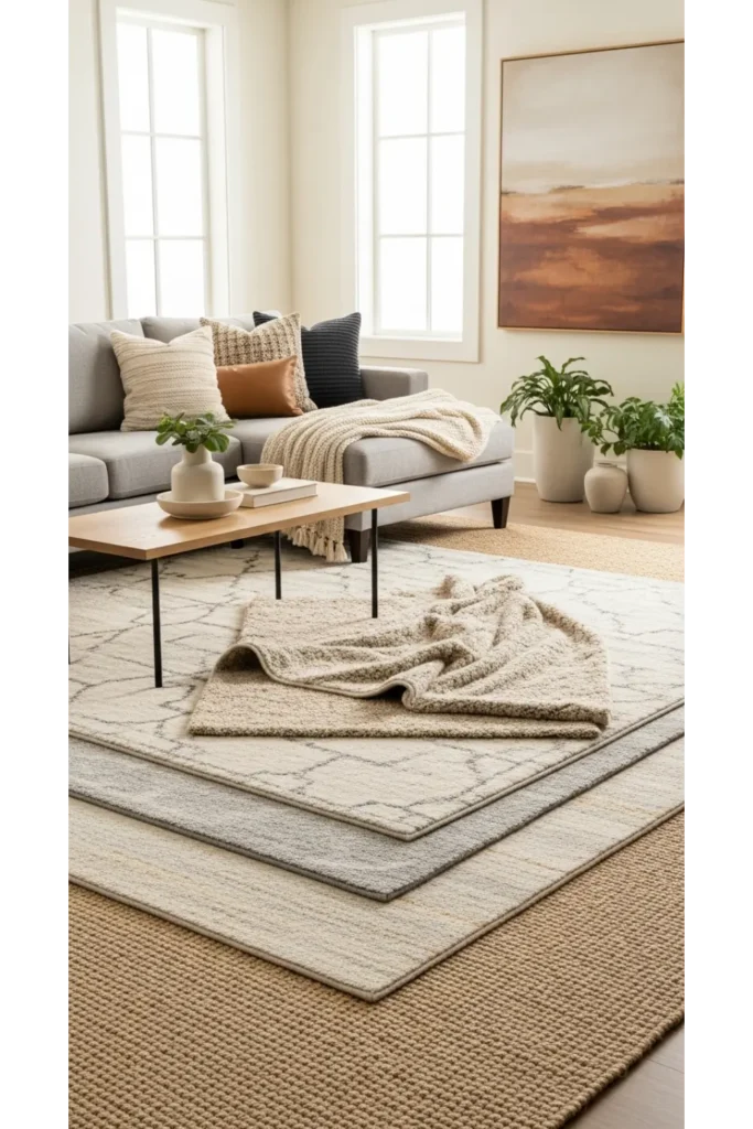 Layered Rugs for Depth and Comfort