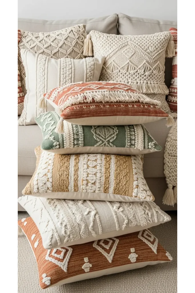 22 Boho Living Room Designs Relaxed Chic Vibes 20 Layered Throw Pillows