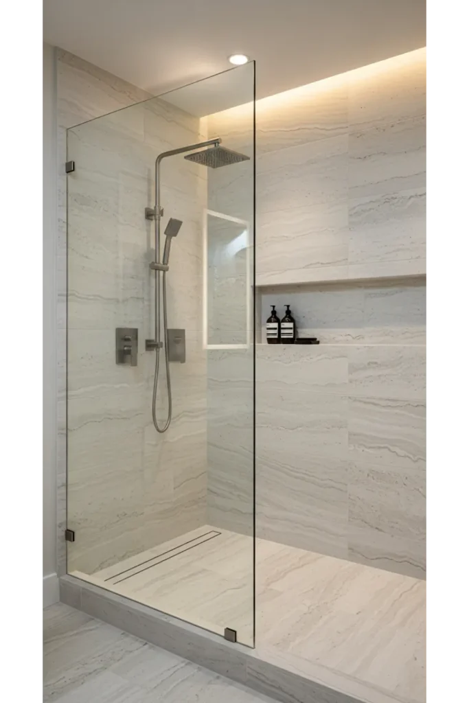 Light Stone Look Shower Walls