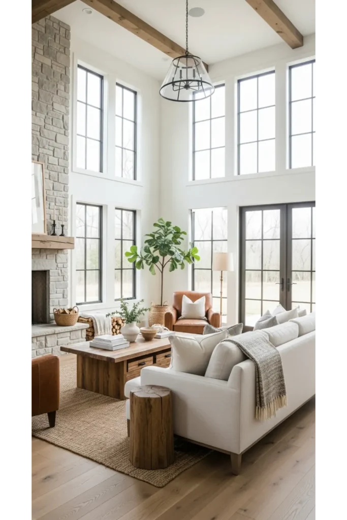 22 Farmhouse Living Room Inspirations for Rustic Charm 19 Low Profile Furniture Layouts