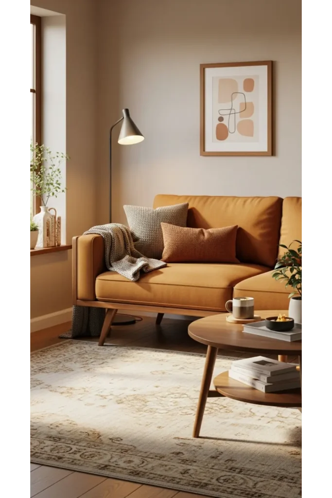 Mid Century Inspired Sofa With Clean Lines