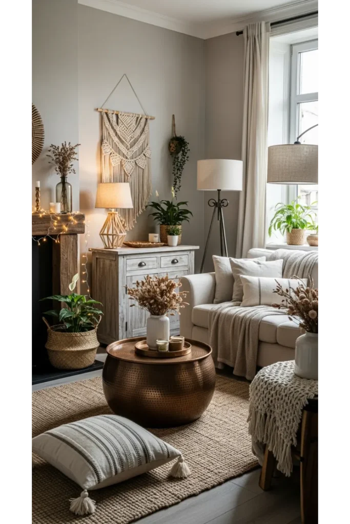 22 Boho Living Room Designs Relaxed Chic Vibes 14 Mixed Materials For Depth