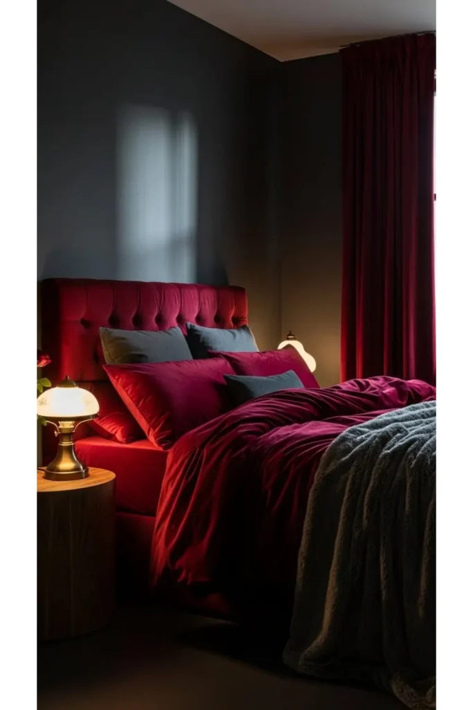 23 Moody Bedroom Inspirations For Dramatic Look 17 Moody Bedroom With Velvet Textures