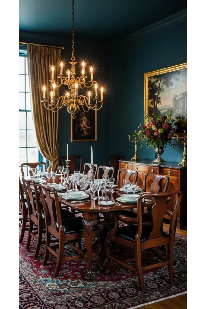 Moody Dining Room Designs Bold Look 23 Ideas 15 Moody Traditional Dining Room