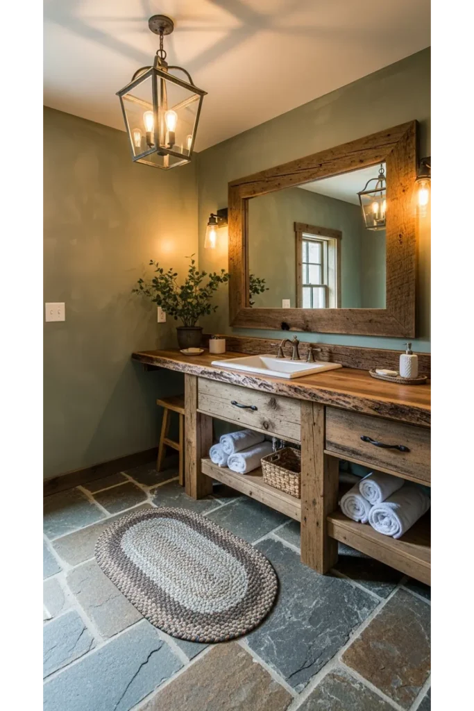 23 Green Bathroom Designs: Fresh Ideas 17 Muted Green Rustic Style