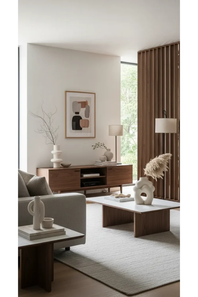 Natural Wood Accents for Soft Contrast