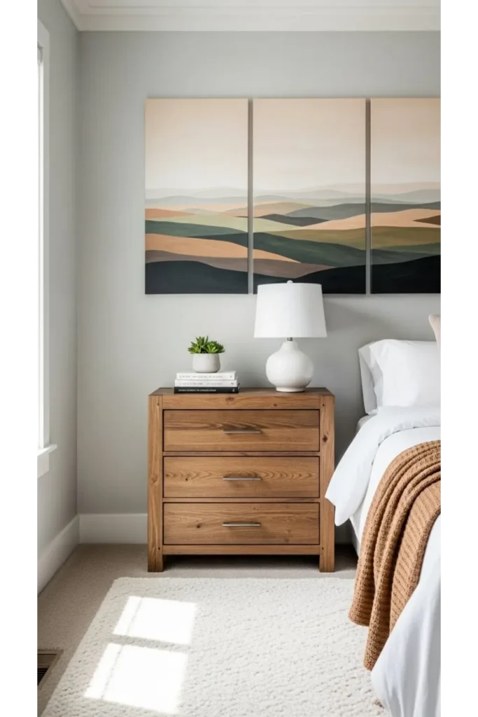 23 Earthy Bedroom Ideas For Natural Warm Ambience 19 Nature-Inspired Artwork