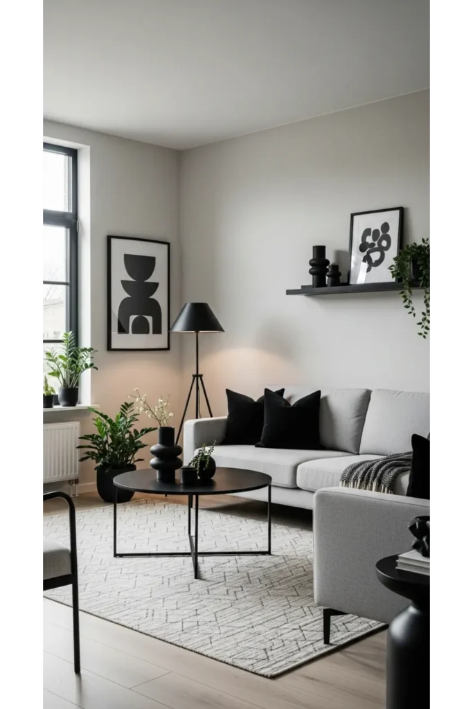 21 Interior Design Living Room Inspirations 14 Neutral Living Room With Black Accents